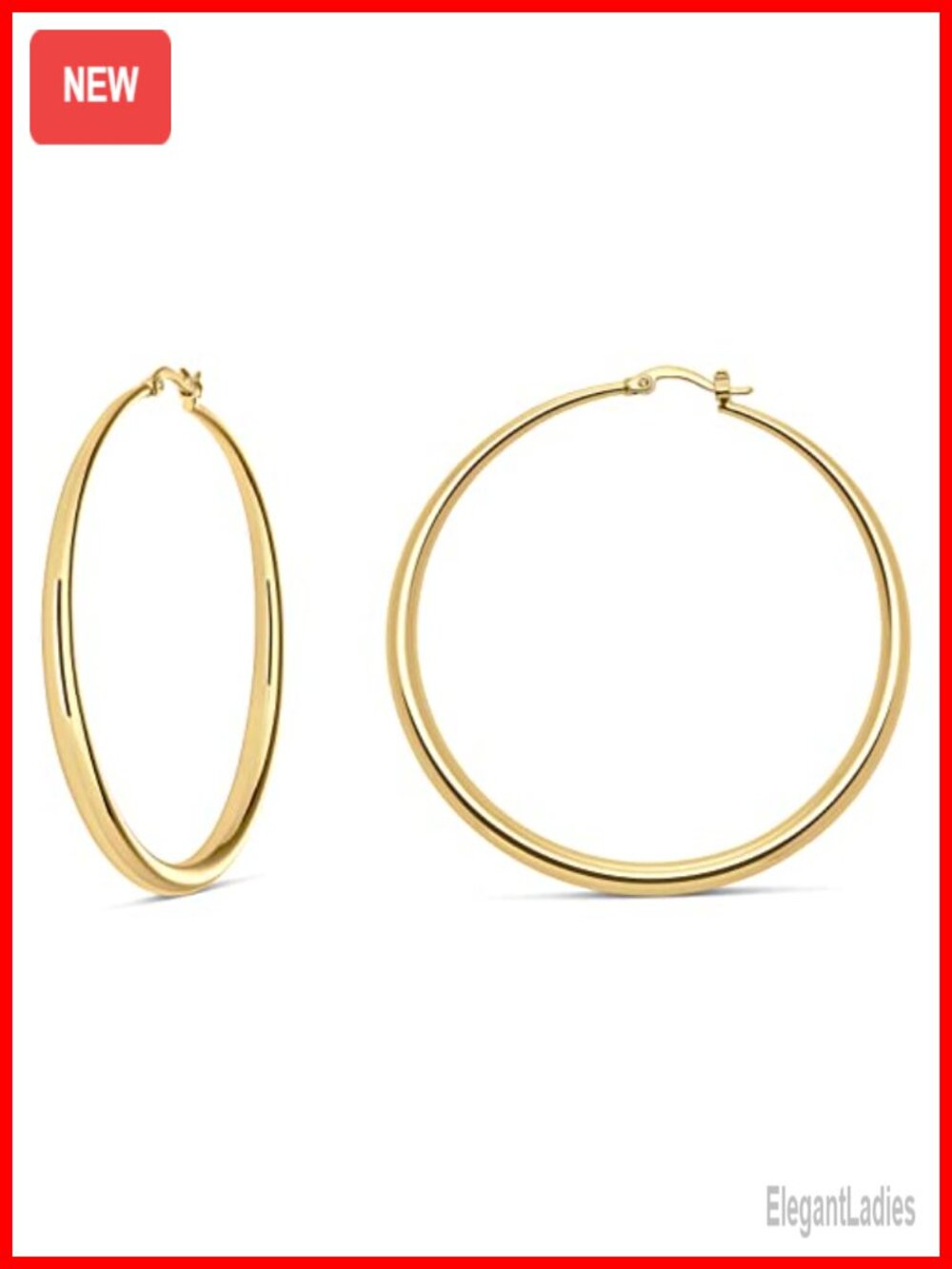 14K Gold Plated Graduated Hoop Earrings Women Hypoallergenic